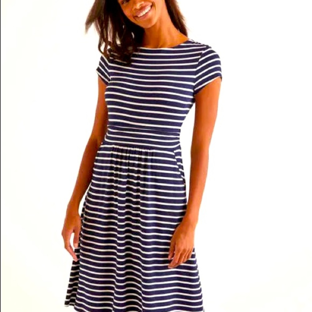 NWT Boden Amelie Dress Sz 6 in Navy/Ivory Stripe